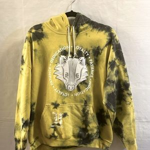 Harry Potter Hufflepuff House SZ L Hoodie Sweatshirt Tie-Dye Cotton Polyester